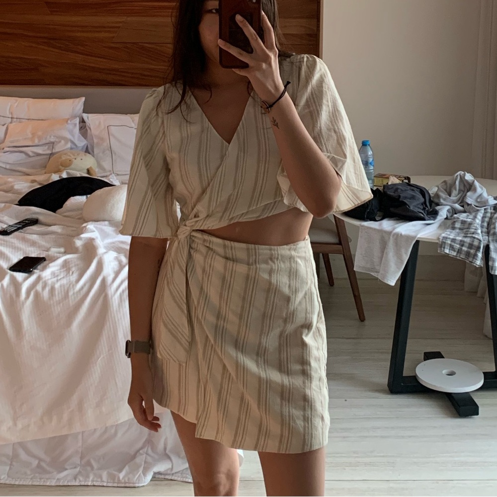 Zara Cream Striped Dress